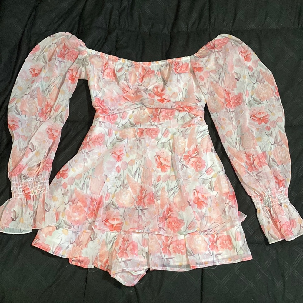 Amazon Pink Floral Tie Back Romper